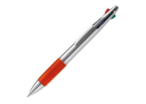 Kugelschreiber mit 4 Schreibfarben Silber/rot