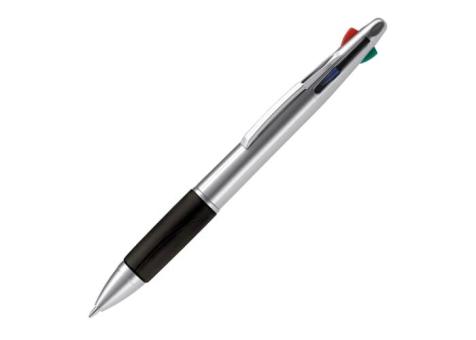 Kugelschreiber mit 4 Schreibfarben Silber/schwarz
