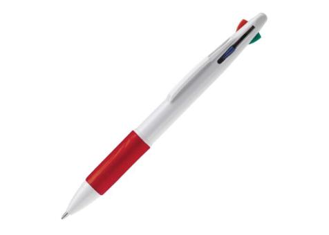 Kugelschreiber mit 4 Schreibfarben Weiß/rot