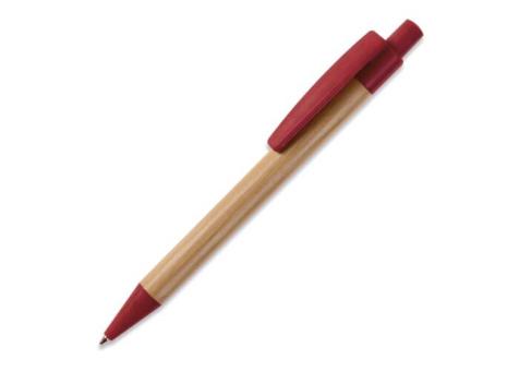 Kugelschreiber Bambus mit Weizenstroh Elementen Dunkelrot