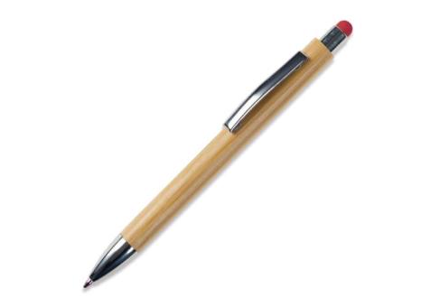 Bambus Kugelschreiber New York mit Touchpen Rot