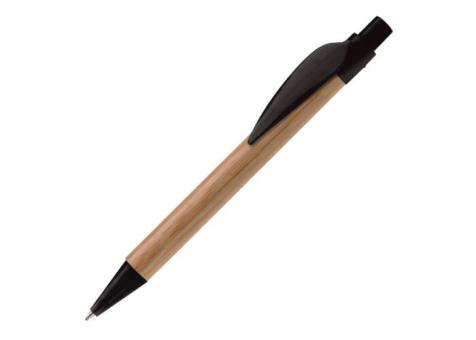 Bamboo pen with plastic leafclip Black