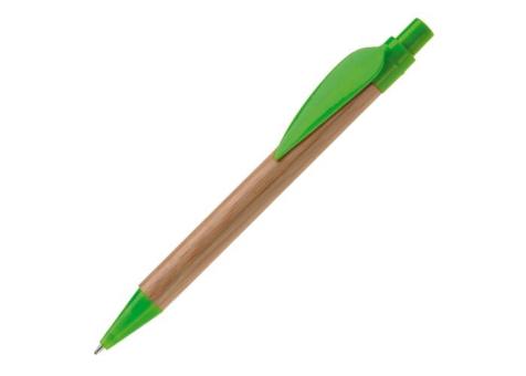 Bamboo pen with plastic leafclip Light green