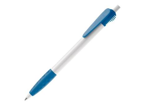 Cosmo ball pen HC rubber round clip, lightblue Lightblue, offwhite