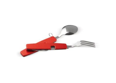 Foldable cutlery in multi-tool Red