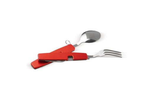 Foldable cutlery in multi-tool Red