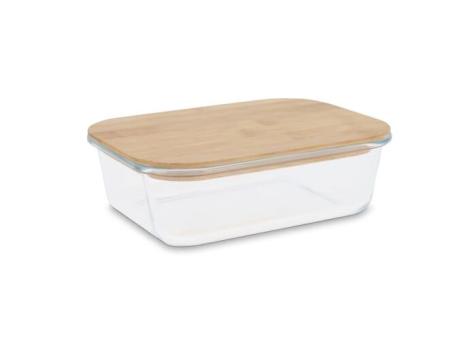 Lunch box glass with bamboo lid Transparent