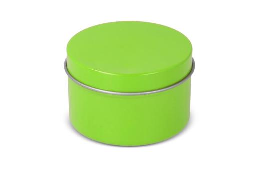 Scented candle recycled tin big Light green
