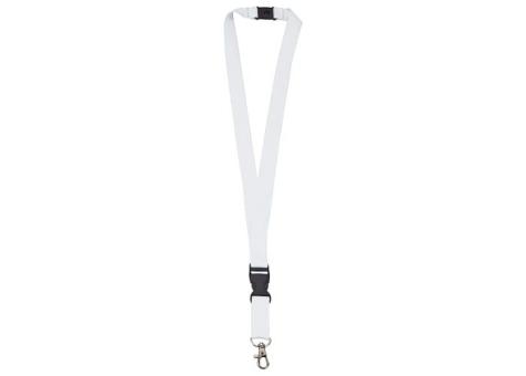Polyester lanyard 20mm with buckle and hook White