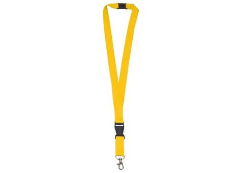 Polyester lanyard 20mm with buckle and hook Yellow