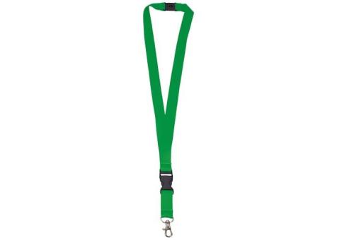 Polyester lanyard 20mm with buckle and hook Green