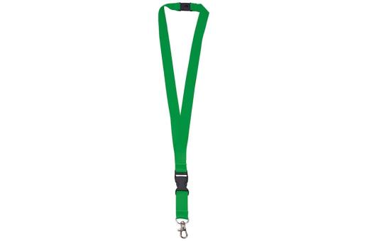 Polyester lanyard 20mm with buckle and hook Green