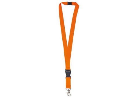 Polyester lanyard 20mm with buckle and hook Orange