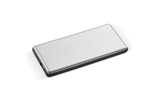 Powerbank 4000mAh mit Logo-Beleuchtung Silber/schwarz