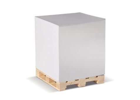 Zettelblock auf Holzpalette 10x10x10cm Weiß