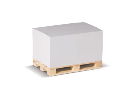 Zettelblock auf Holzpalette 12x8x6cm Weiß