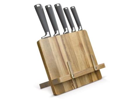 Kochbuchständer mit 5 Messern Holz