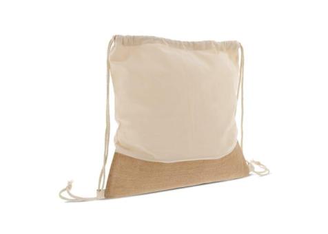 Drawstring bag Jute with cotton cords 38x41cm Ecru