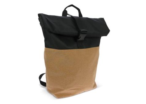 Rolltop backpack cork & R-PET 18L Black