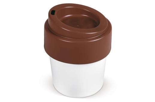 Heiß-aber-cool Kaffeebecher mit Deckel 240ml Weiß/braun