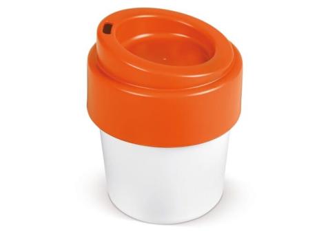 Heiß-aber-cool Kaffeebecher mit Deckel 240ml Orange/weiß
