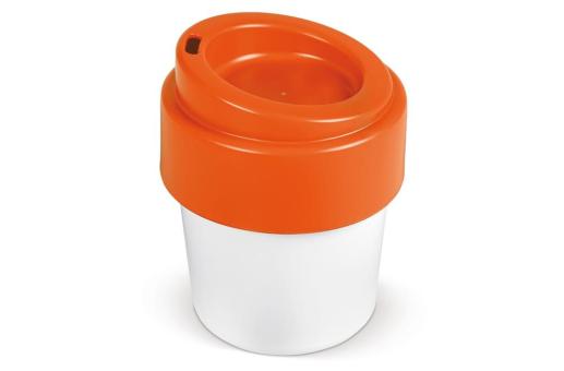 Heiß-aber-cool Kaffeebecher mit Deckel 240ml Orange/weiß