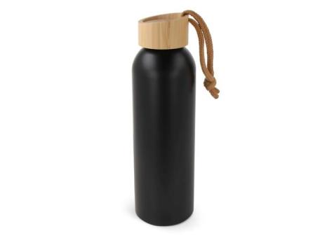Wasserflasche mit Bambusdeckel 600ml Schwarz