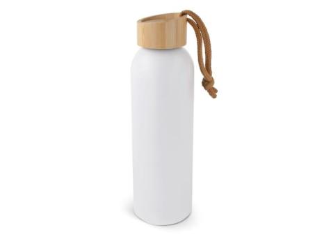 Wasserflasche mit Bambusdeckel 600ml Weiß