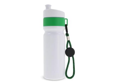 Sportflasche mit Rand und Kordel 750ml Weiß/grün