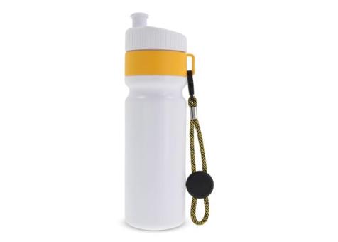 Sportflasche mit Rand und Kordel 750ml Weiß/gelb