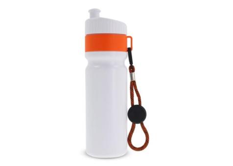 Sportflasche mit Rand und Kordel 750ml Orange/weiß