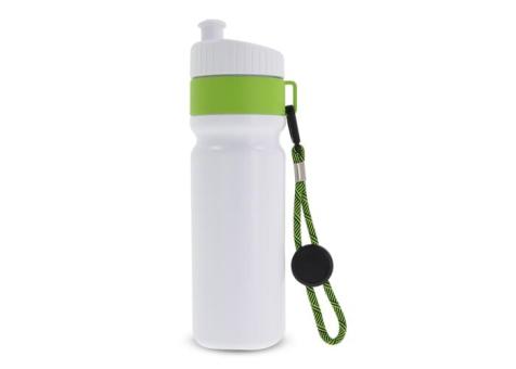 Sportflasche mit Rand und Kordel 750ml Froschgrün/weiß