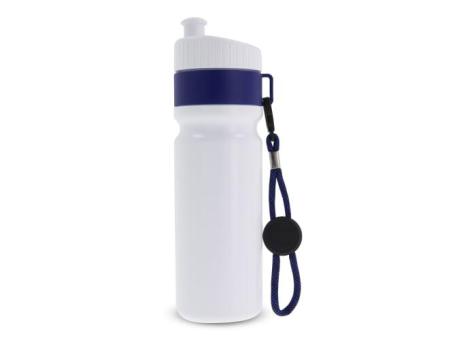 Sportflasche mit Rand und Kordel 750ml Weiß/blau