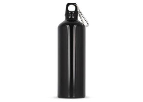 Water bottle aluminum with carabiner 750ml Black
