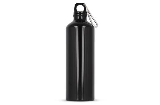 Water bottle aluminum with carabiner 750ml Black