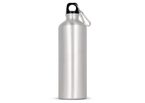 Water bottle aluminum with carabiner 750ml Silver