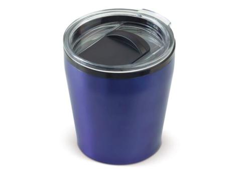 Double walled coffee mug metallic 180ml Dark blue