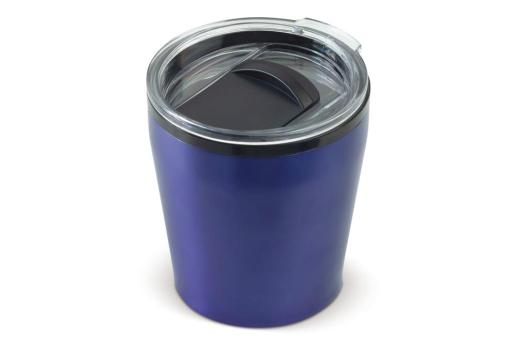 Double walled coffee mug metallic 180ml Dark blue