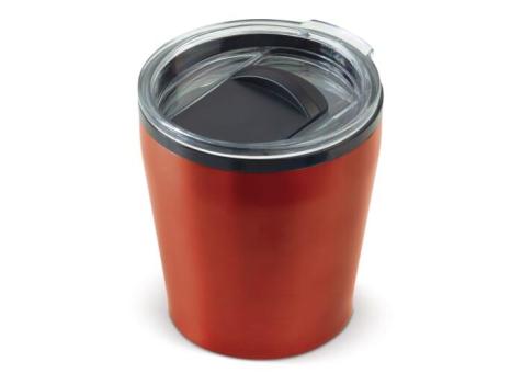 Double walled coffee mug metallic 180ml Dark red