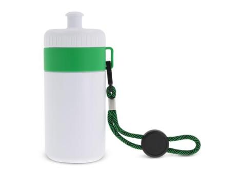 Sports bottle with edge and cord 500ml White/green