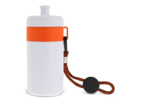 Sports bottle with edge and cord 500ml Orange/white
