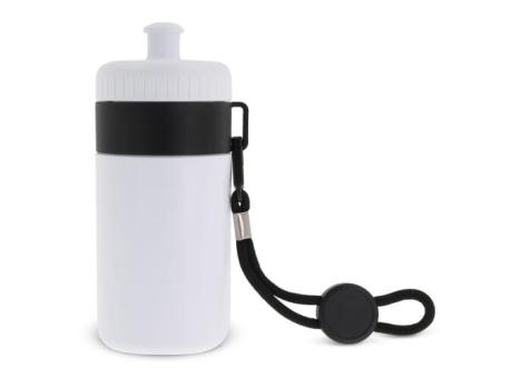 Sports bottle with edge and cord 500ml White/black