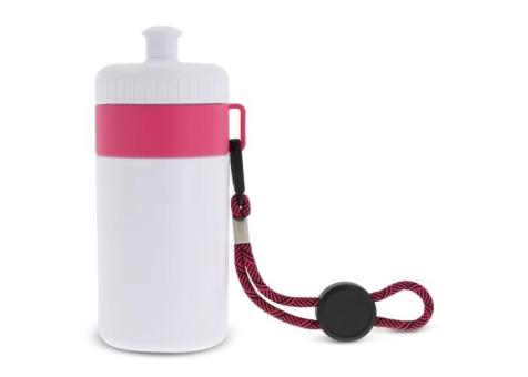 Sports bottle with edge and cord 500ml Pink/white