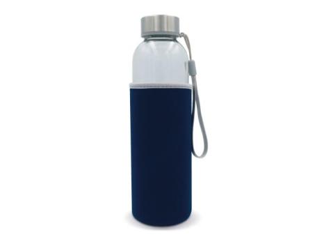 Trinkflasche aus Glas mit Neoprenhülle 500ml Transparent blau