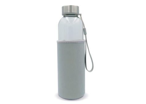 Water bottle glass with sleeve 500ml Transparent grey