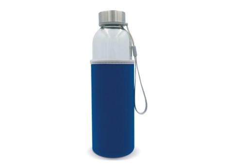 Water bottle glass with sleeve 500ml Transparent lightblue