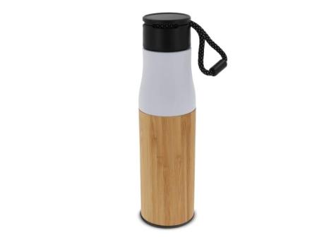 Thermo bottle with rope bamboo 500ml White