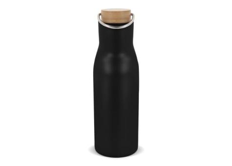 Isolier-Flasche mit Bambusdeckel, 500ml Schwarz