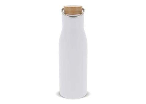 Isolier-Flasche mit Bambusdeckel, 500ml Weiß