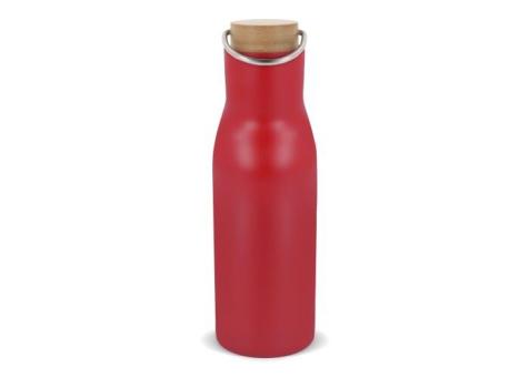 Isolier-Flasche mit Bambusdeckel, 500ml Dunkelrot